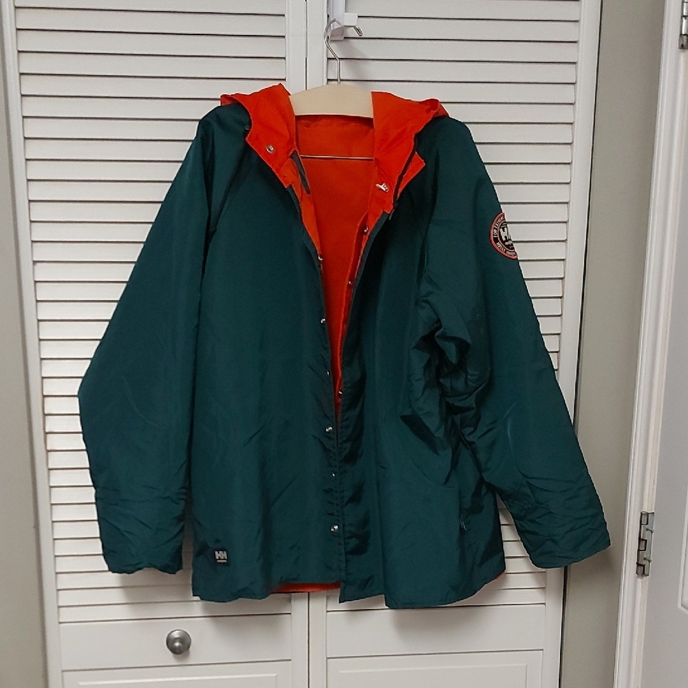 Helly Hansen Teal Jacket with Orange Lining Raincoat